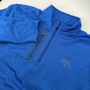 Callaway Mens XL Blue Heather Quarter Zip Fleece Pullover Golf Jacket SA4148